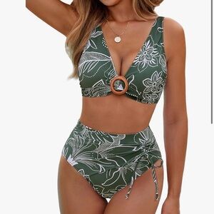 Elegant Green Floral Bikini Set